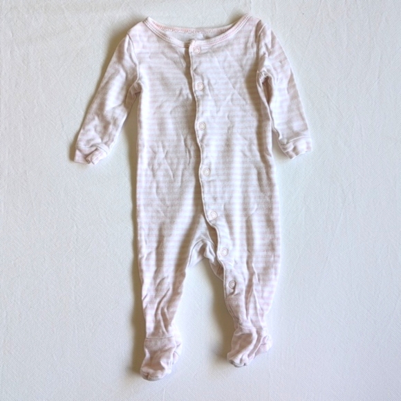 joe fresh 2-pack pink cotton snap footie sleeper pajamas 0-3 months baby girl - Picture 3 of 10